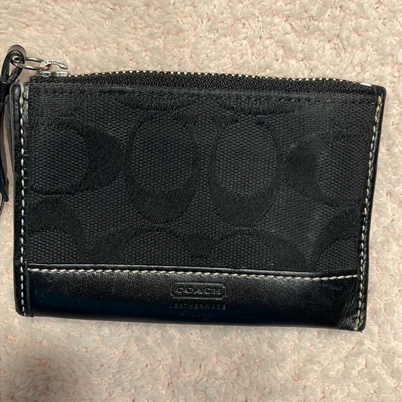 Coach black monogram key chain coin purse wallet - Picture 2 of 6